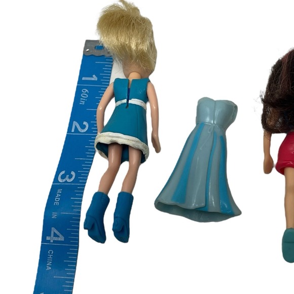 Polly Pocket Fashion Dolls Lot Of 3 w Rooted Hair Outfits Shoes Girl Mini Doll - Picture 6 of 6